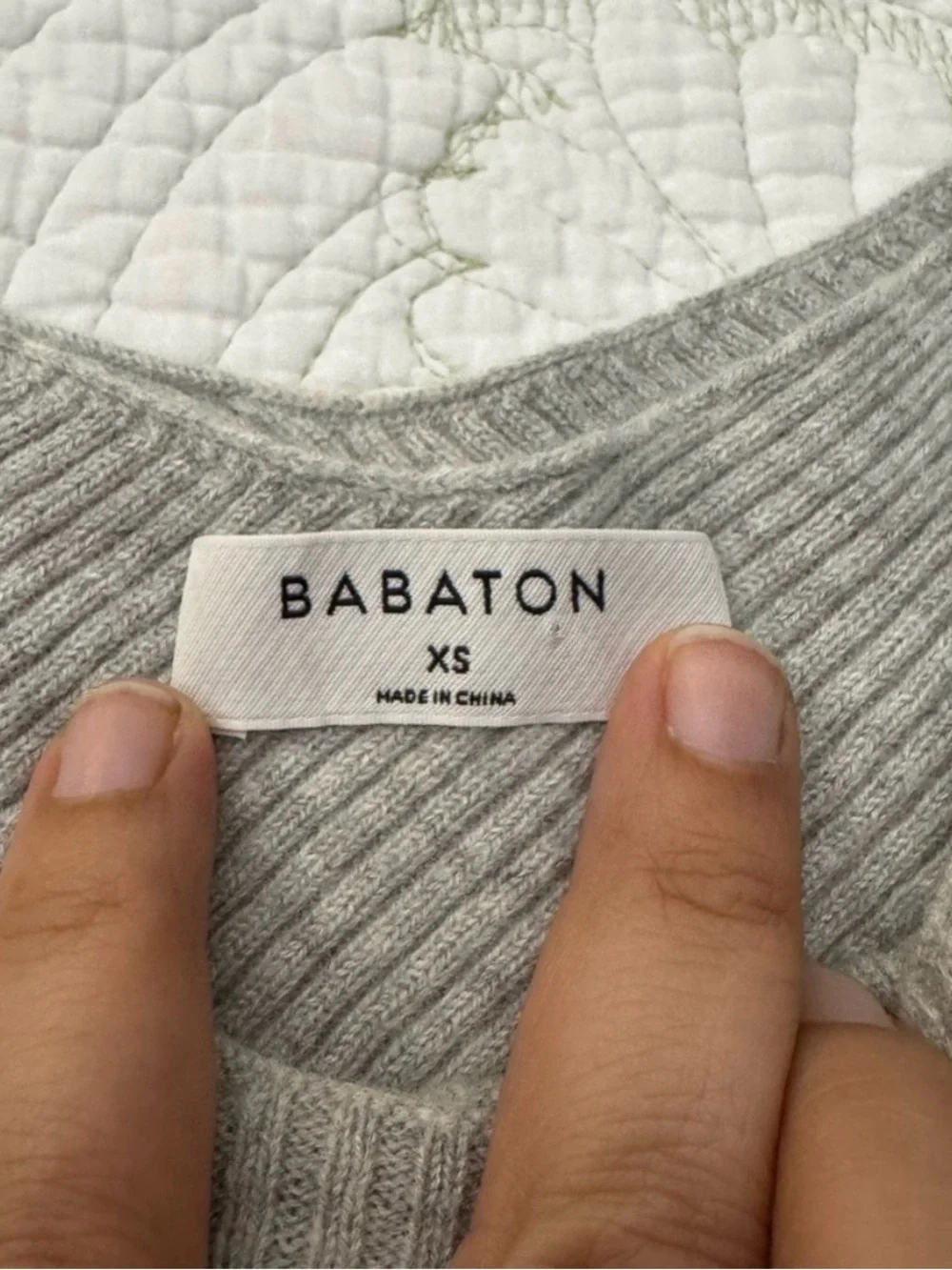 Babaton Aritzia Kitano Gray Ribbed Wool Blend Cross Back Sweater Size XS